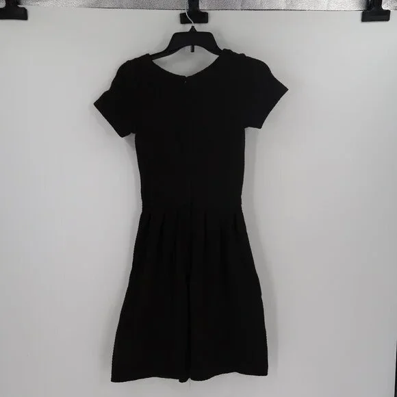 Ganni Black Textured Scoop Neck Short Sleeve Dress Size XS - Picture 8 of 8